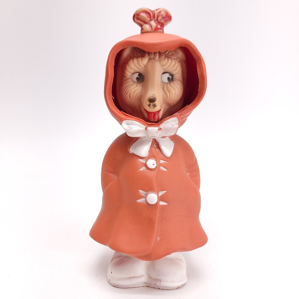 Vintage 1956 Bonnytex Little Red Riding Hood Wolf Flip Head Rubber Squeak Toy